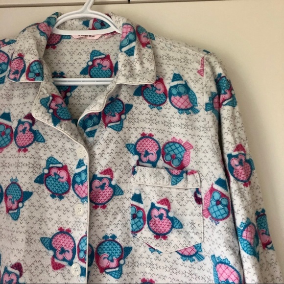 Owl print button down PJ top La Vie En Rose - Picture 3 of 8